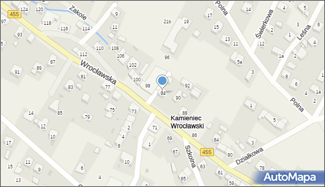 Kamieniec Wrocławski, Wrocławska, 94, mapa Kamieniec Wrocławski