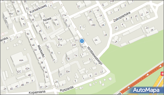 Katowice, Wróblewskiego W., 9, mapa Katowic