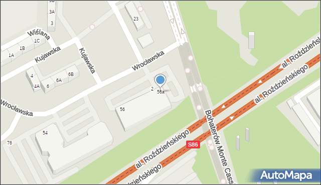 Katowice, Wrocławska, 56a, mapa Katowic