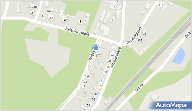 Katowice, Wrębowa, 5, mapa Katowic