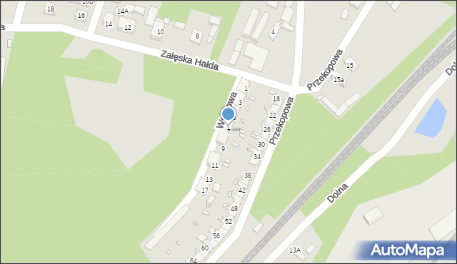 Katowice, Wrębowa, 7, mapa Katowic