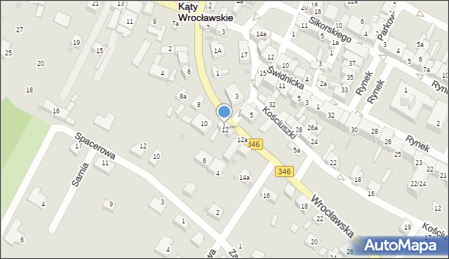 Kąty Wrocławskie, Wrocławska, 12, mapa Kąty Wrocławskie