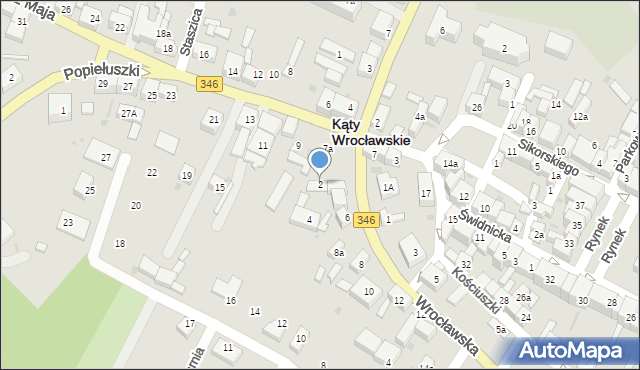 Kąty Wrocławskie, Wrocławska, 2, mapa Kąty Wrocławskie