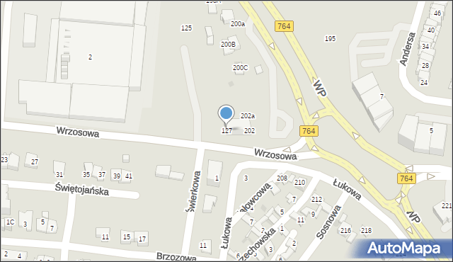 Kielce, Wrzosowa, 127, mapa Kielc