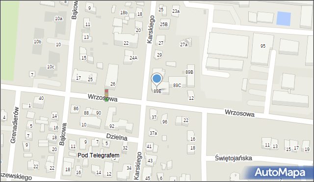 Kielce, Wrzosowa, 89E, mapa Kielc