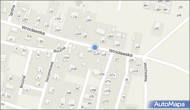 Kiełczów, Wrocławska, 103A, mapa Kiełczów