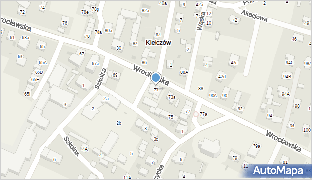 Kiełczów, Wrocławska, 73, mapa Kiełczów