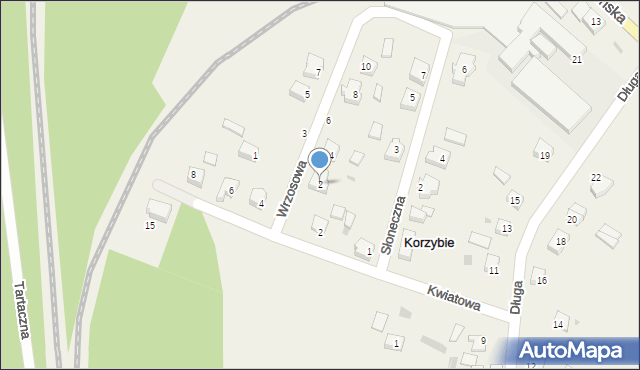 Korzybie, Wrzosowa, 2, mapa Korzybie