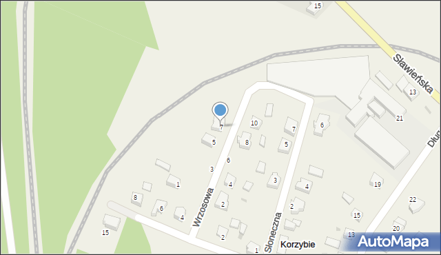 Korzybie, Wrzosowa, 7, mapa Korzybie