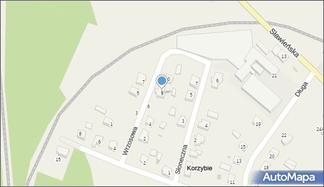 Korzybie, Wrzosowa, 8, mapa Korzybie