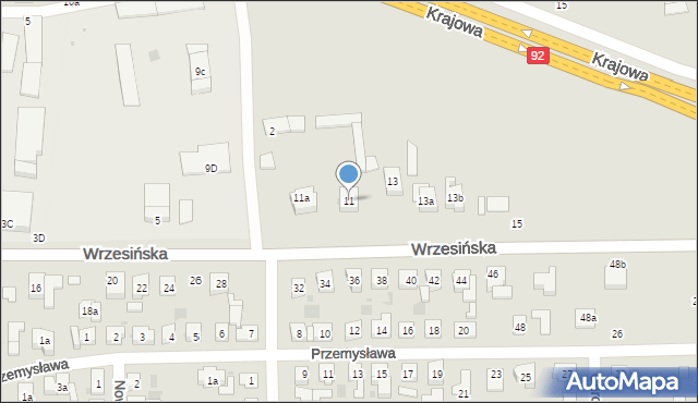 Kostrzyn, Wrzesińska, 11, mapa Kostrzyn