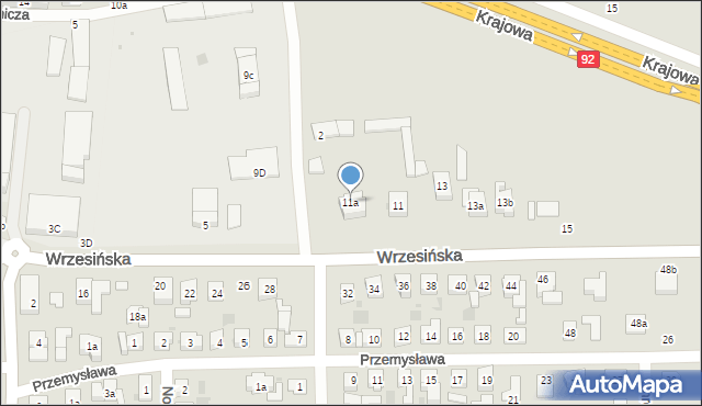 Kostrzyn, Wrzesińska, 11a, mapa Kostrzyn