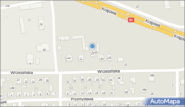 Kostrzyn, Wrzesińska, 13, mapa Kostrzyn