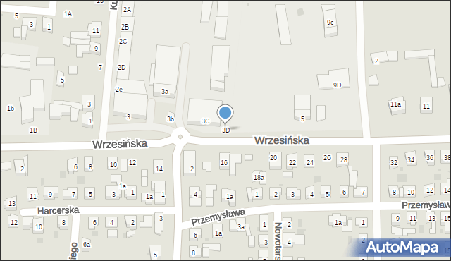 Kostrzyn, Wrzesińska, 3D, mapa Kostrzyn