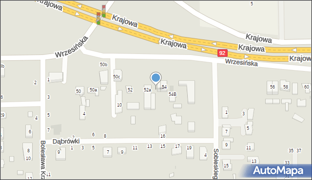 Kostrzyn, Wrzesińska, 54a, mapa Kostrzyn