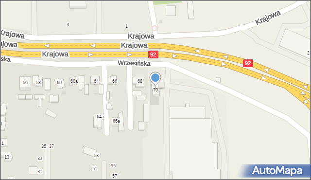 Kostrzyn, Wrzesińska, 70, mapa Kostrzyn