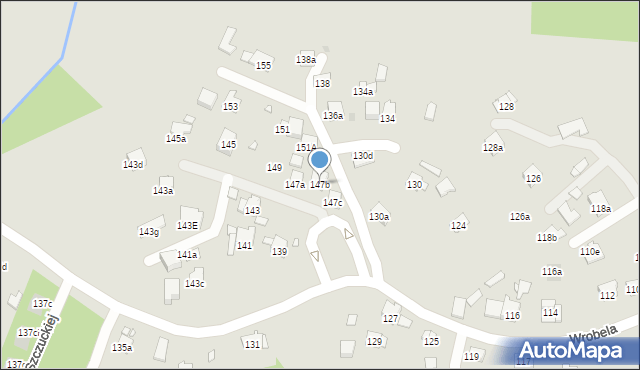 Kraków, Wrobela Feliksa, 147b, mapa Krakowa