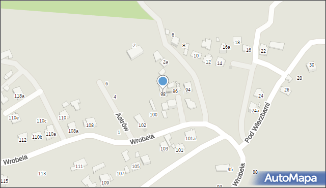 Kraków, Wrobela Feliksa, 98, mapa Krakowa