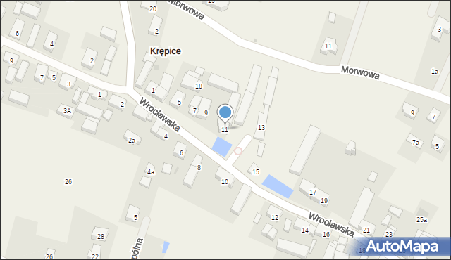 Krępice, Wrocławska, 11, mapa Krępice