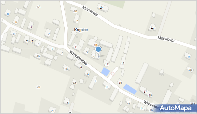 Krępice, Wrocławska, 9, mapa Krępice