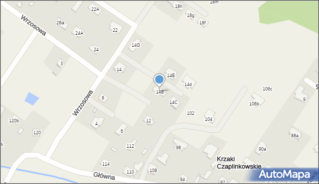 Krzaki Czaplinkowskie, Wrzosowa, 14B, mapa Krzaki Czaplinkowskie