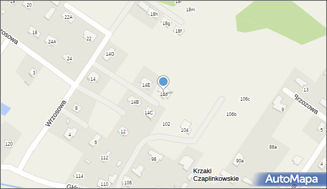 Krzaki Czaplinkowskie, Wrzosowa, 14d, mapa Krzaki Czaplinkowskie