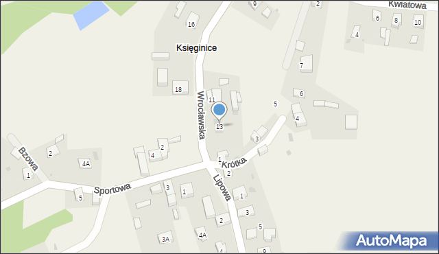 Księginice, Wrocławska, 13, mapa Księginice