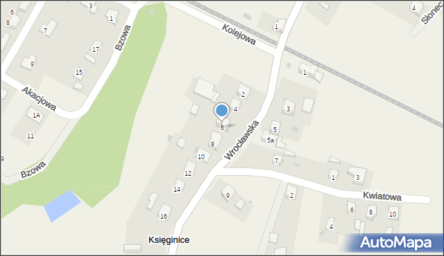 Księginice, Wrocławska, 6, mapa Księginice