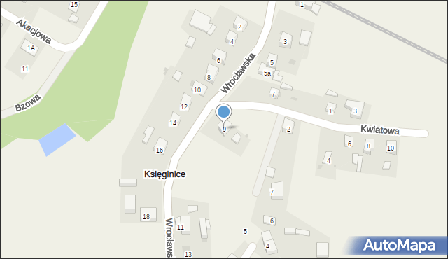 Księginice, Wrocławska, 9, mapa Księginice