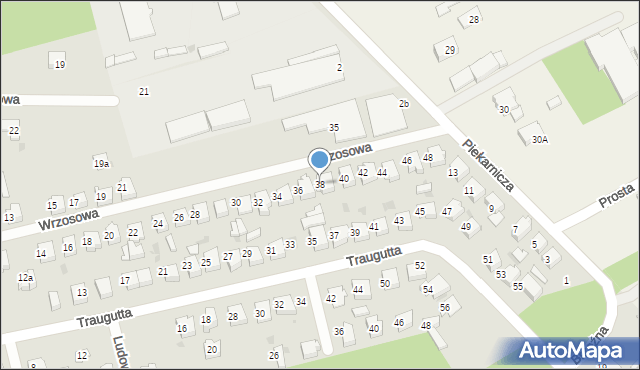 Łask, Wrzosowa, 38, mapa Łask