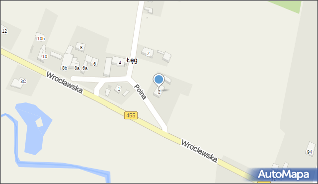 Łęg, Wrocławska, 2, mapa Łęg