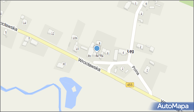 Łęg, Wrocławska, 8a, mapa Łęg