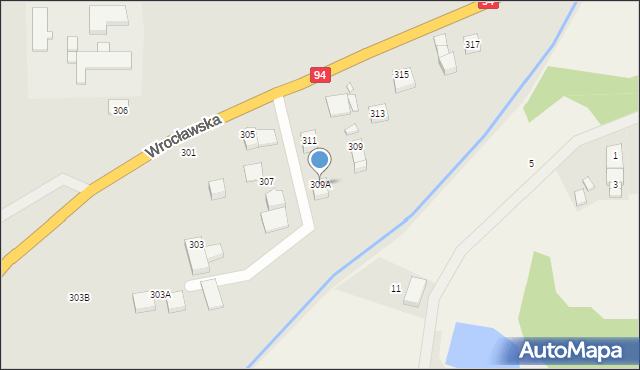 Legnica, Wrocławska, 309A, mapa Legnicy