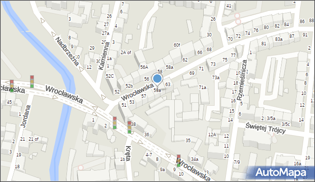 Legnica, Wrocławska, 59a, mapa Legnicy