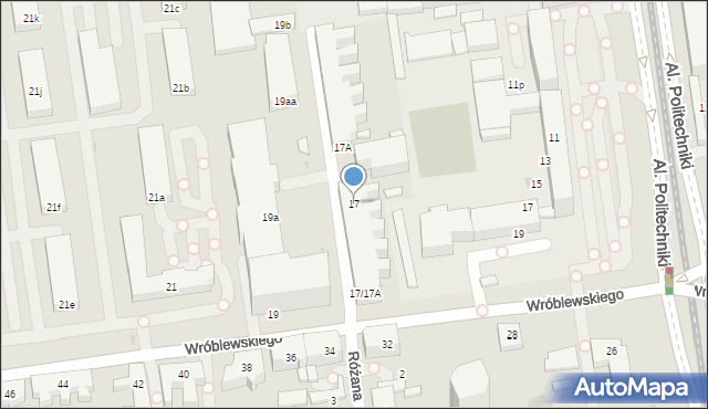 Łódź, Wróblewskiego Walerego, gen., 17, mapa Łodzi