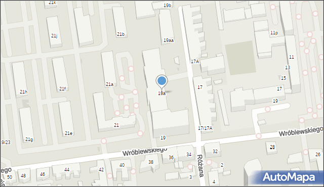 Łódź, Wróblewskiego Walerego, gen., 19a, mapa Łodzi