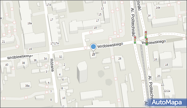 Łódź, Wróblewskiego Walerego, gen., 28, mapa Łodzi