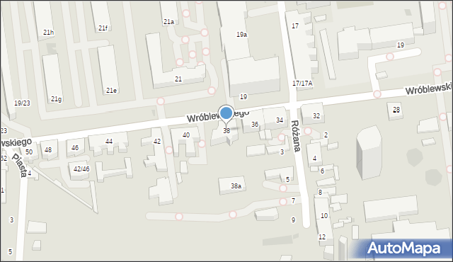 Łódź, Wróblewskiego Walerego, gen., 38, mapa Łodzi