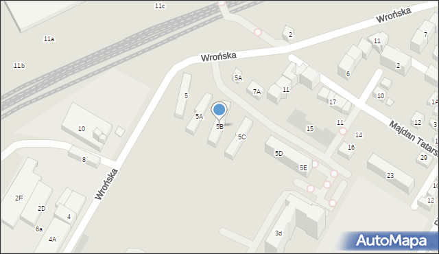 Lublin, Wrońska, 5B, mapa Lublina