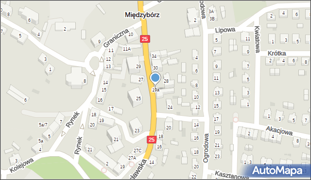 Międzybórz, Wrocławska, 19a, mapa Międzybórz