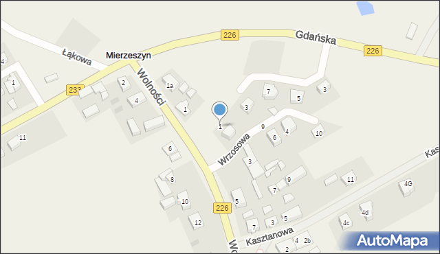 Mierzeszyn, Wrzosowa, 1, mapa Mierzeszyn