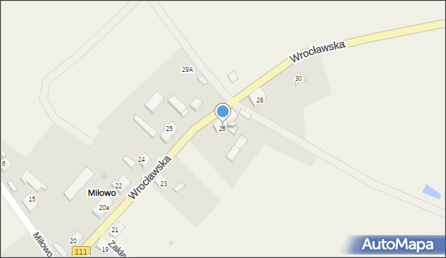 Miłowo, Wrocławska, 26, mapa Miłowo