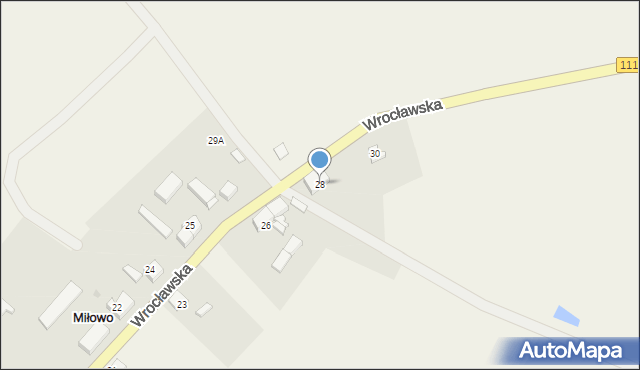 Miłowo, Wrocławska, 28, mapa Miłowo