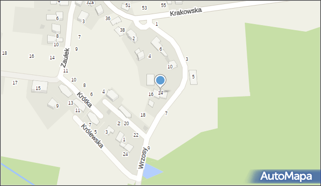 Modlniczka, Wrzosy, 14, mapa Modlniczka