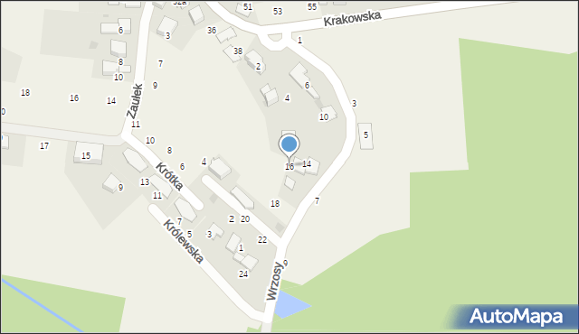 Modlniczka, Wrzosy, 16, mapa Modlniczka