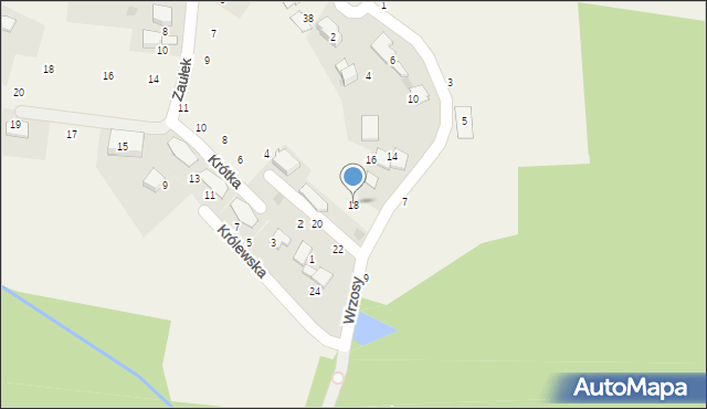 Modlniczka, Wrzosy, 18, mapa Modlniczka