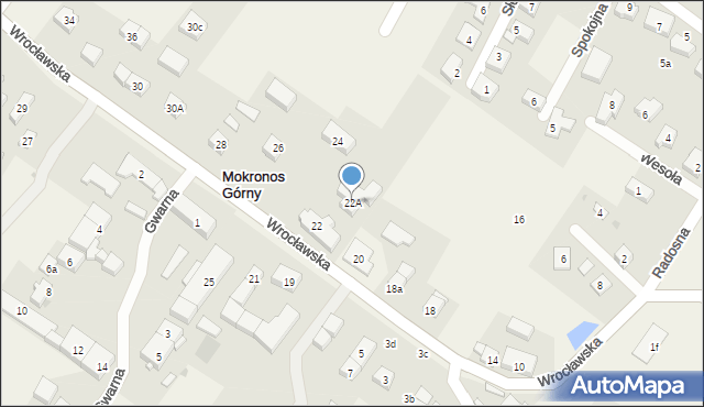 Mokronos Górny, Wrocławska, 22A, mapa Mokronos Górny