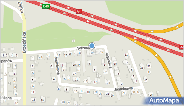 Mysłowice, Wrzosowa, 19, mapa Mysłowice