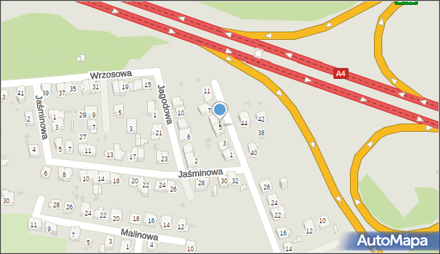 Mysłowice, Wrzosowa, 5, mapa Mysłowice