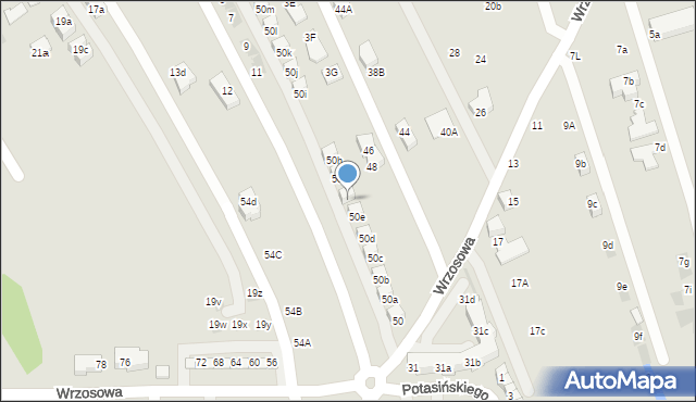 Niepołomice, Wrzosowa, 50f, mapa Niepołomice